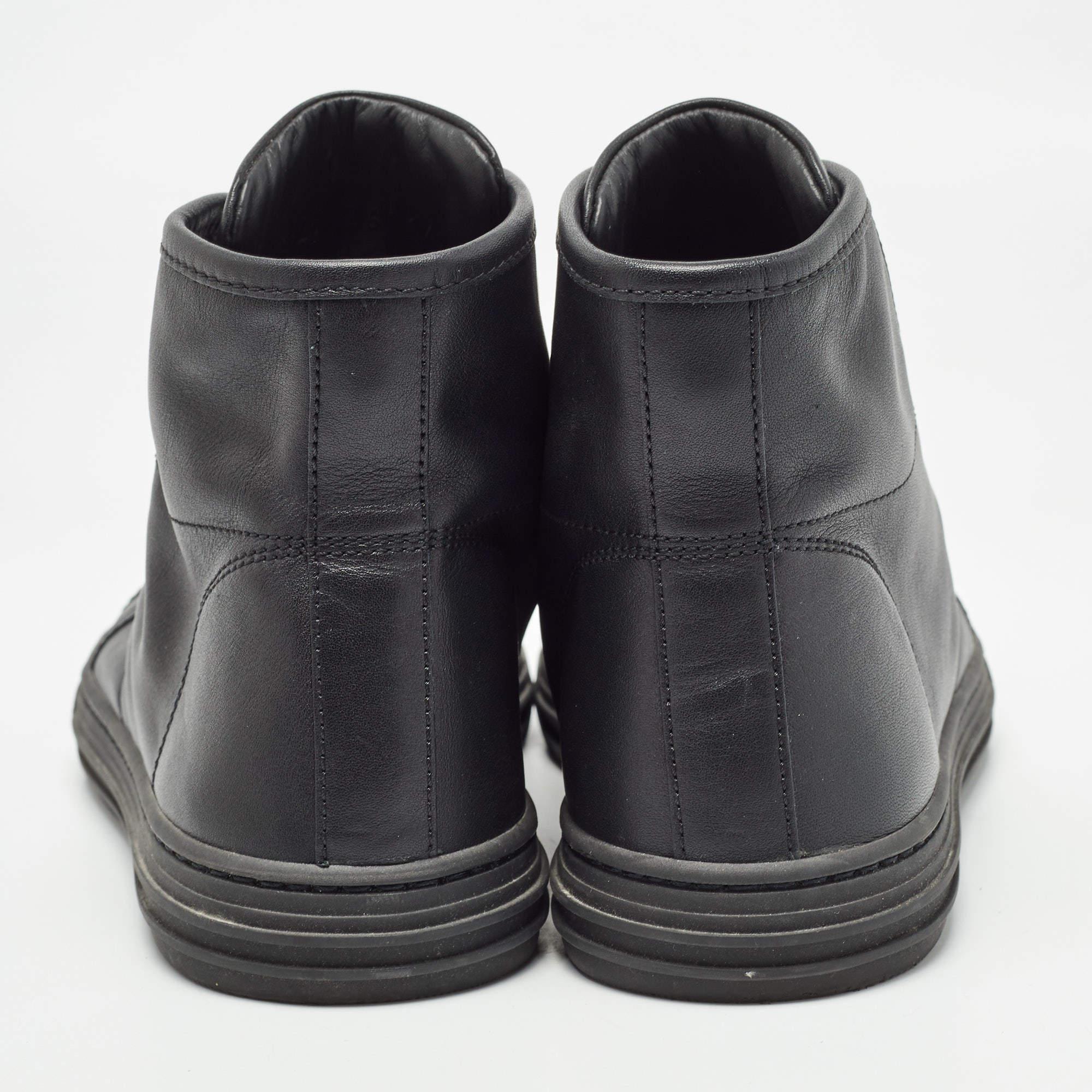 Gucci - Baskets montantes GG en cuir noir - Taille 36,5 Pour femmes en vente