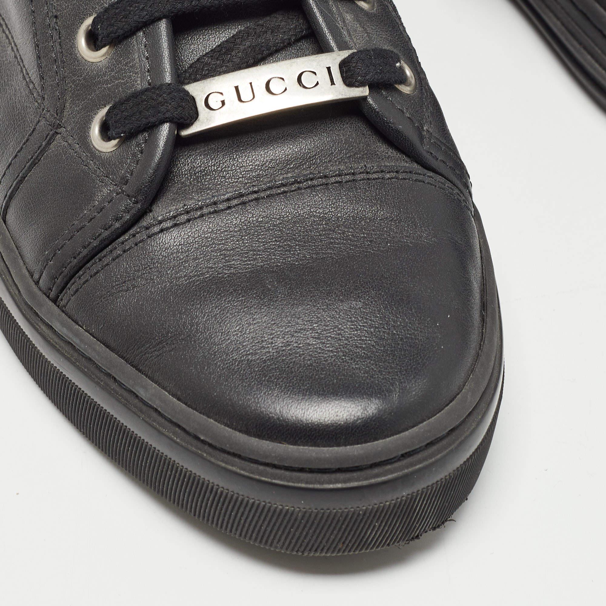Gucci - Baskets montantes GG en cuir noir - Taille 36,5 en vente 3