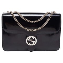 Gucci Black Leather GG Interlocking Shoulder Bag