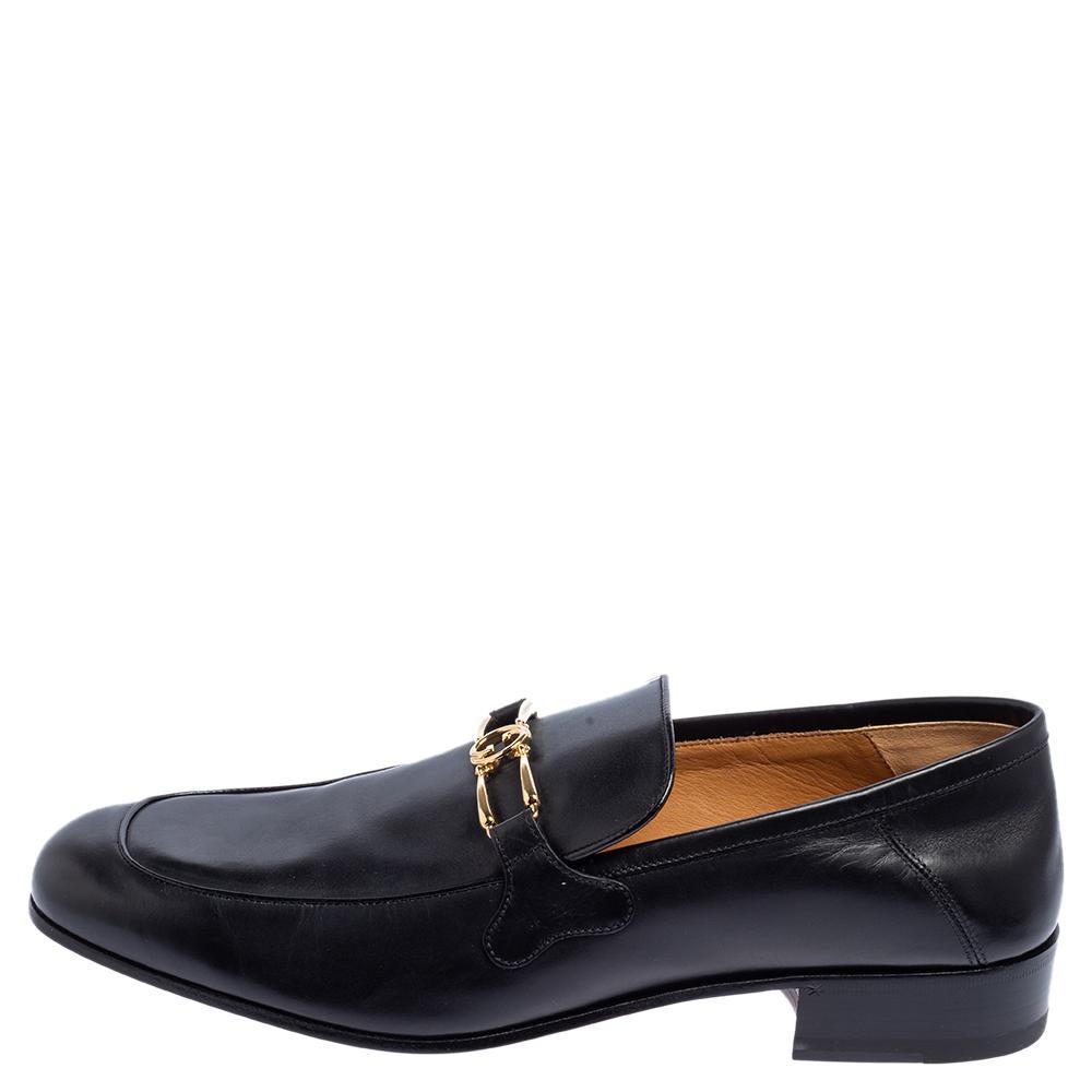 Gucci Black Leather GG Loafers Size 43.5 1