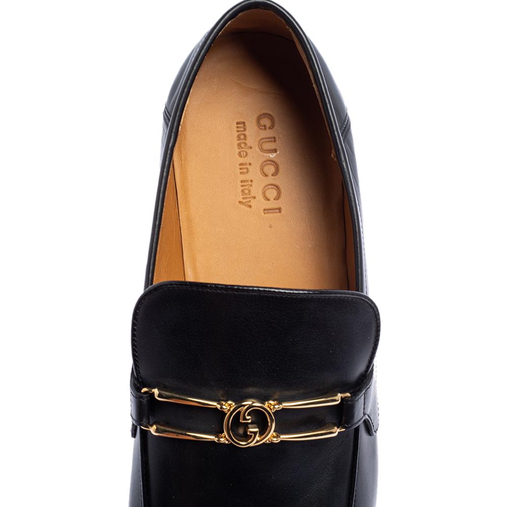 Gucci Black Leather GG Loafers Size 43.5 2