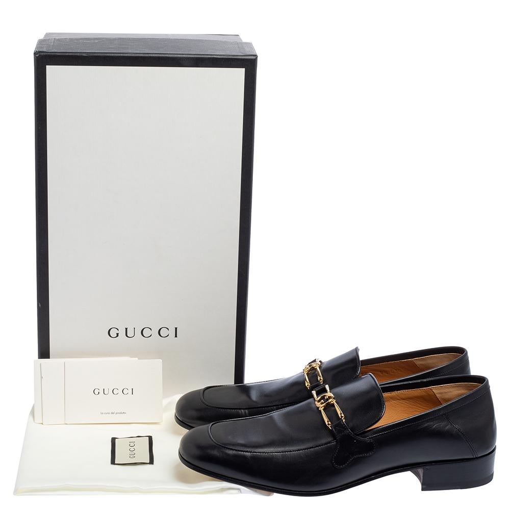 Gucci Black Leather GG Loafers Size 43.5 4