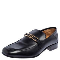 Gucci Black Leather GG Loafers Size 43.5
