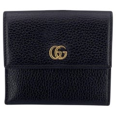 Gucci Black Leather GG Logo Bifold Compact Wallet