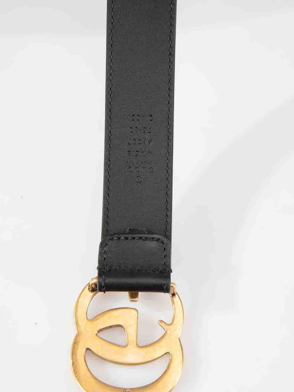Gucci Black Leather GG Logo Buckle Belt For Sale 1