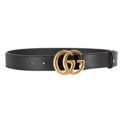 Gucci Black Leather GG Logo Buckle Belt Gucci Black Leather GG Logo Buckle Belt