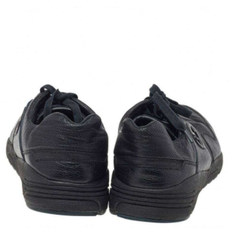 Gucci - Scarpe da ginnastica basse in pelle nera con logo GG - misura 45,5 in vendita 1