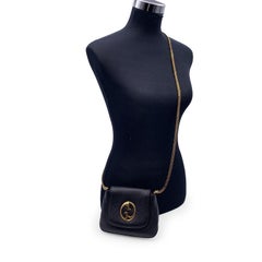 Gucci Black Leather GG Logo Small 1973 Crossbody Bag