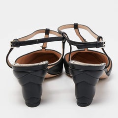 Gucci Black Leather GG Marmont Ankle Strap Pumps Size 36.5