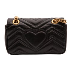 Gucci Black Leather GG Marmont Bag (446744)