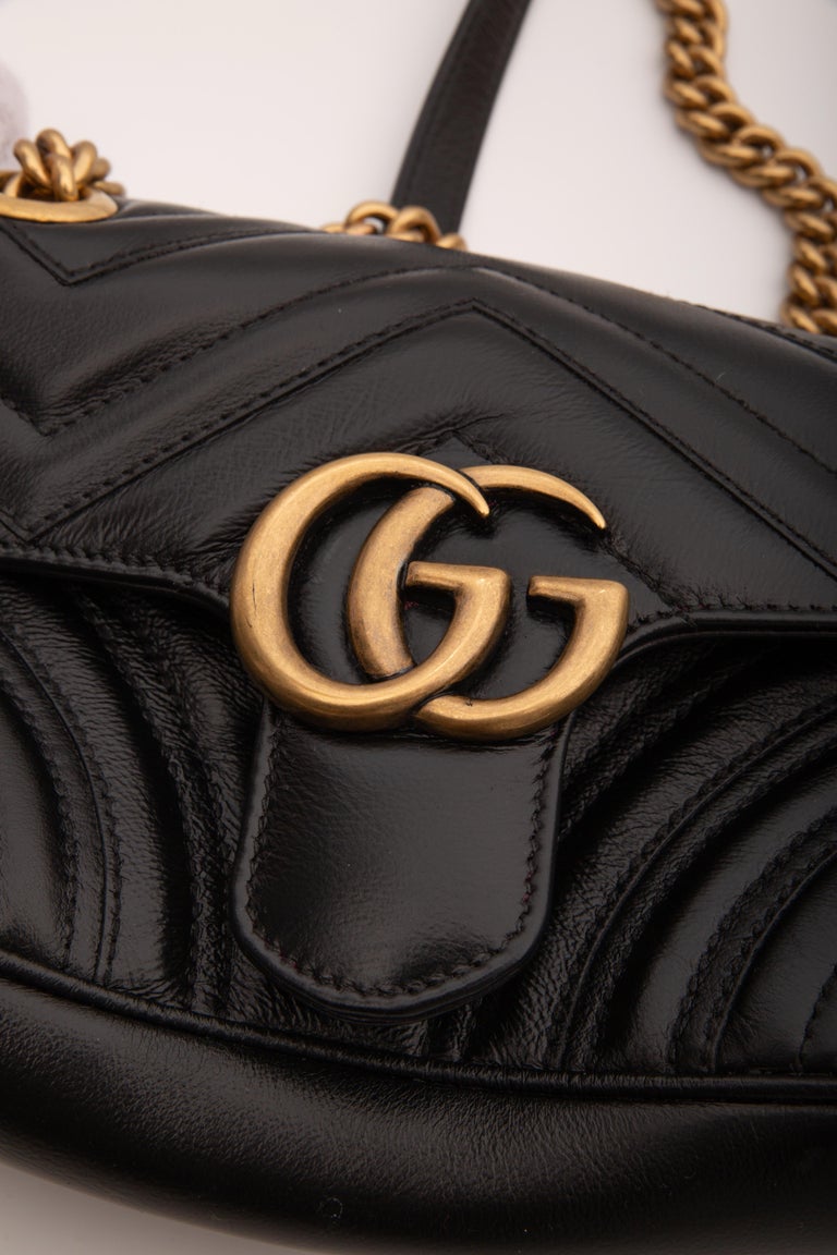 Gucci Black Leather GG Marmont Bag (446744) at 1stDibs