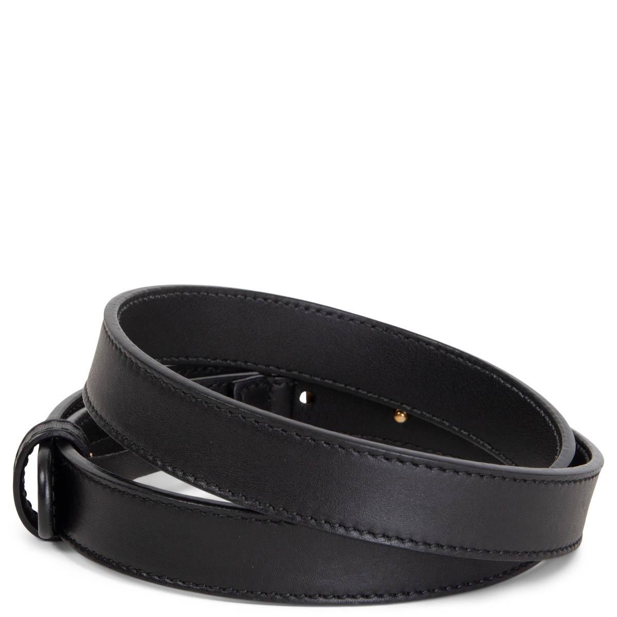 100% authentic Gucci GG Marmont Thin Belt in black leather and featuring and shiny gold-tone metal buckle. Has been worn and is in excellent condition. Comes with dust bag and box. 

Measurements
Tag Size	70
Size	70cm (27.3in)
Width	2cm