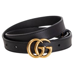 GUCCI black leather GG MARMONT Belt 70