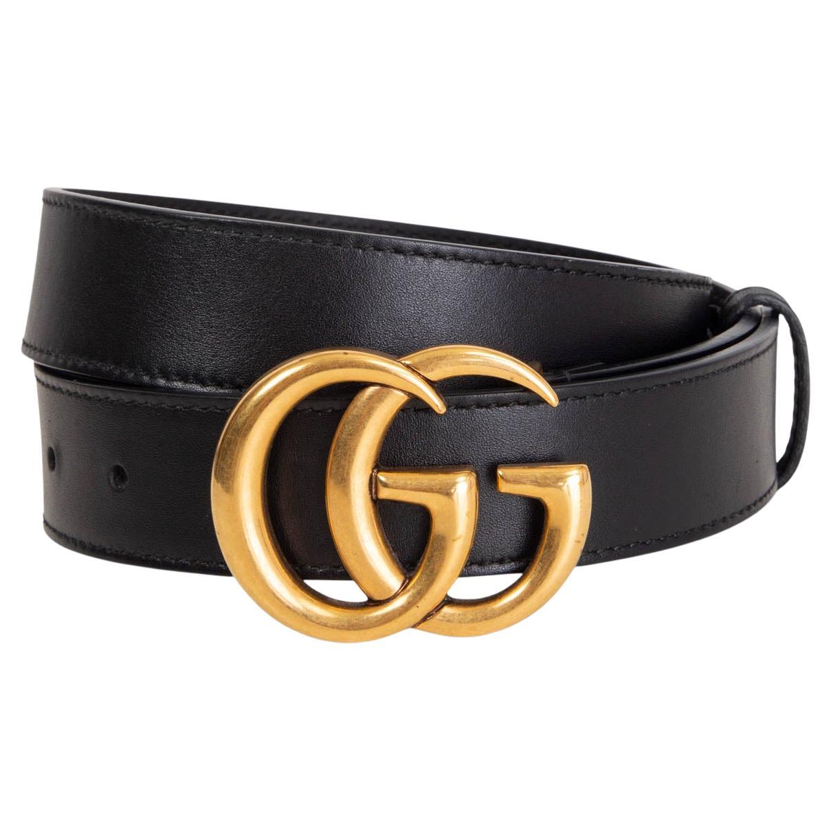 GUCCI black leather GG MARMONT Belt 75