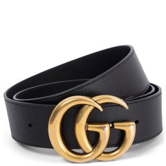 GUCCI black leather GG MARMONT Belt 75