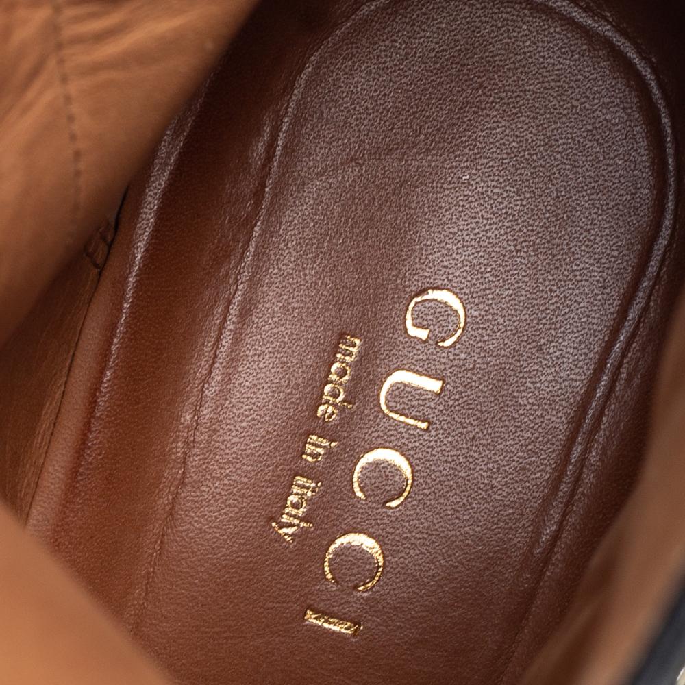 Gucci Schwarz Leder GG Marmont Blockabsatz Stiefeletten Größe 36.5 2