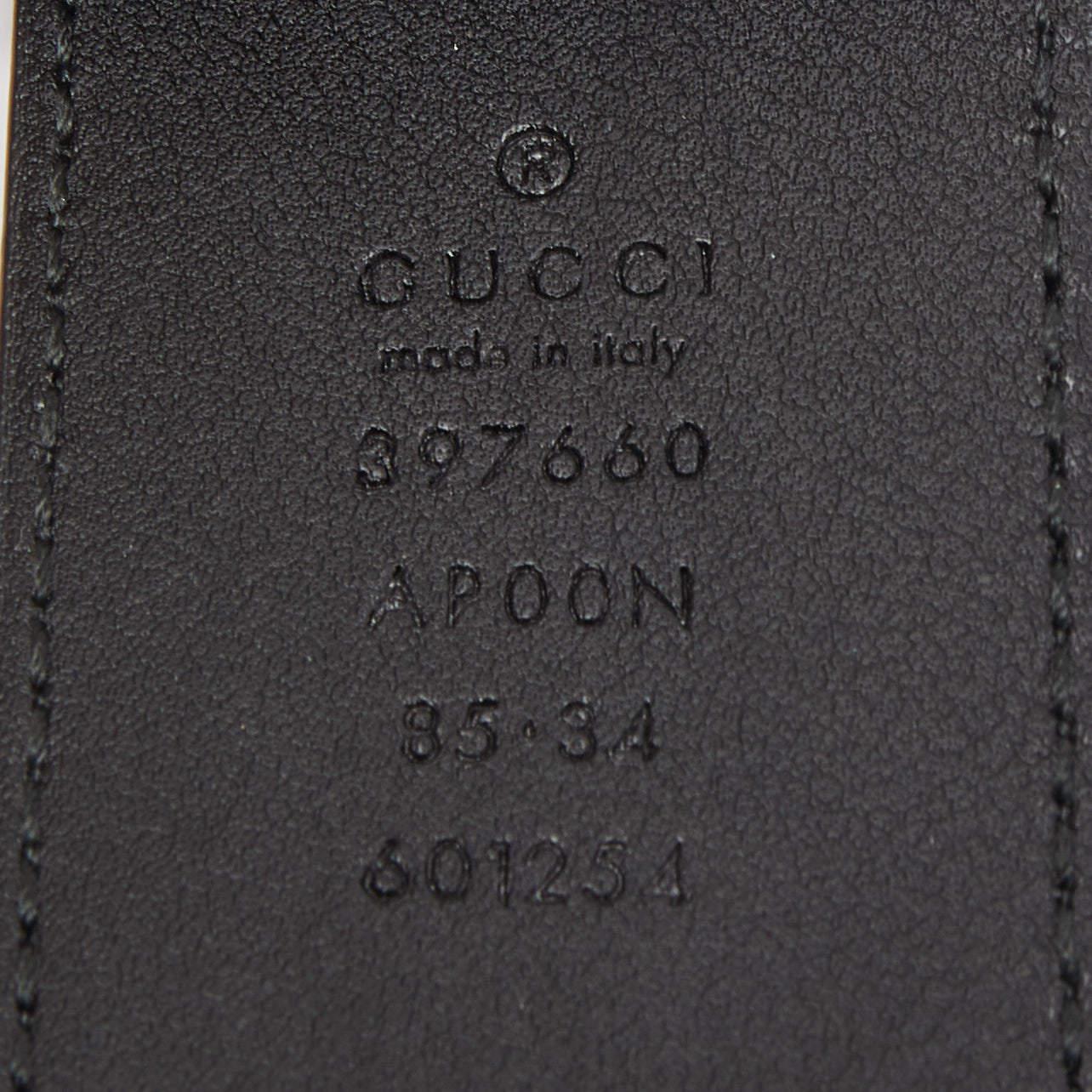 Gucci Black Leather GG Marmont Buckle Belt 85CM In Good Condition In Dubai, Al Qouz 2