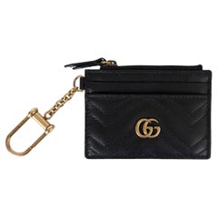 GUCCI black leather GG MARMONT CHEVRON KEYWALLET Wallet