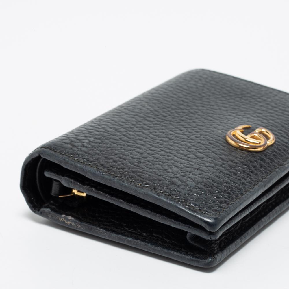 Gucci Black Leather GG Marmont Compact Folded Wallet 8