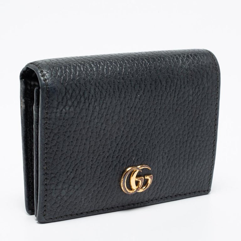 Gucci Black Leather GG Marmont Compact Folded Wallet For Sale at 1stDibs