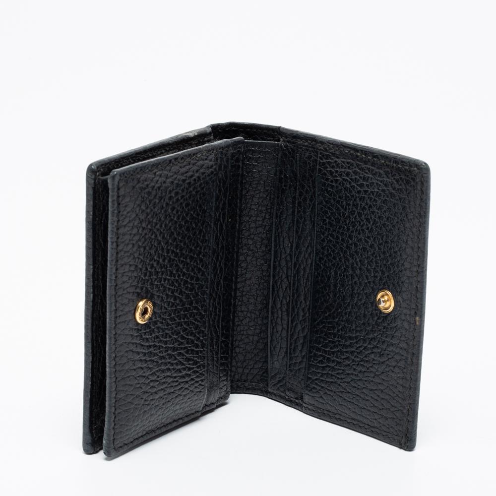 Gucci Black Leather GG Marmont Compact Folded Wallet 3