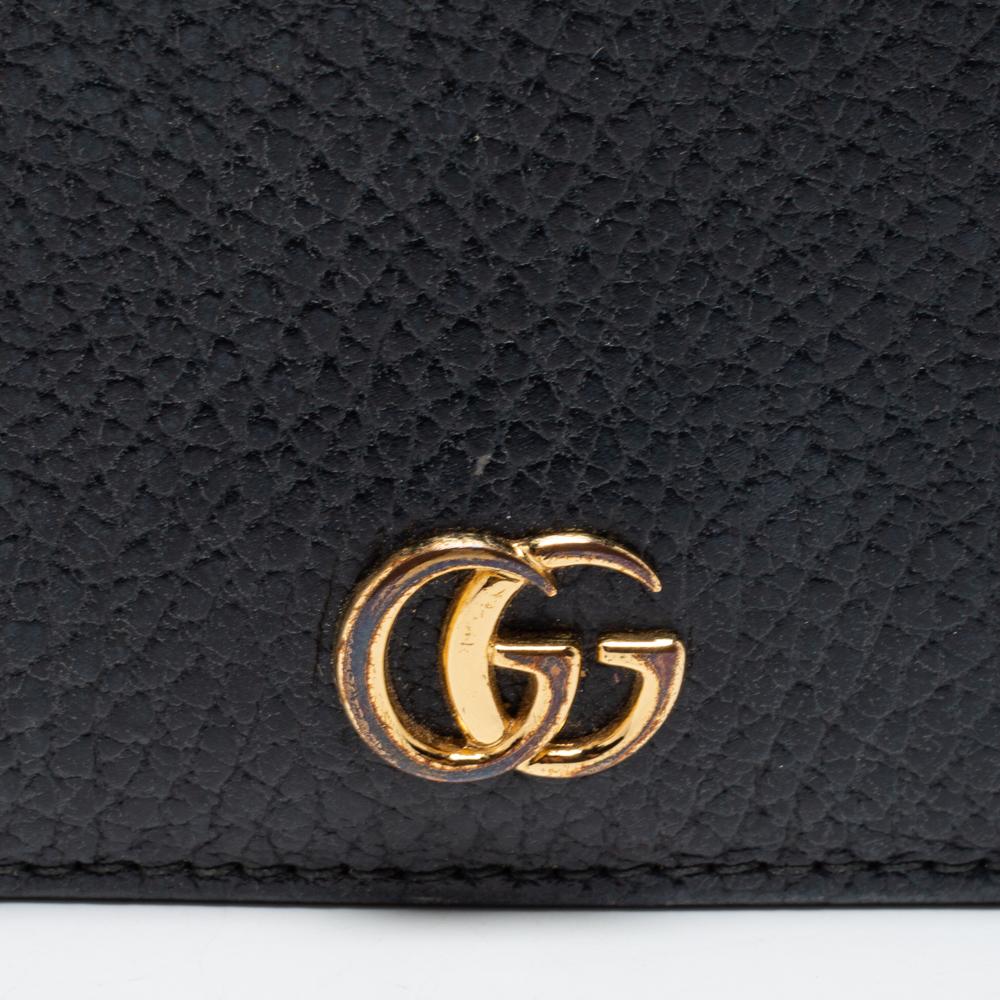 Gucci Black Leather GG Marmont Compact Folded Wallet 4