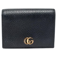Gucci Black Leather GG Marmont Compact Folded Wallet