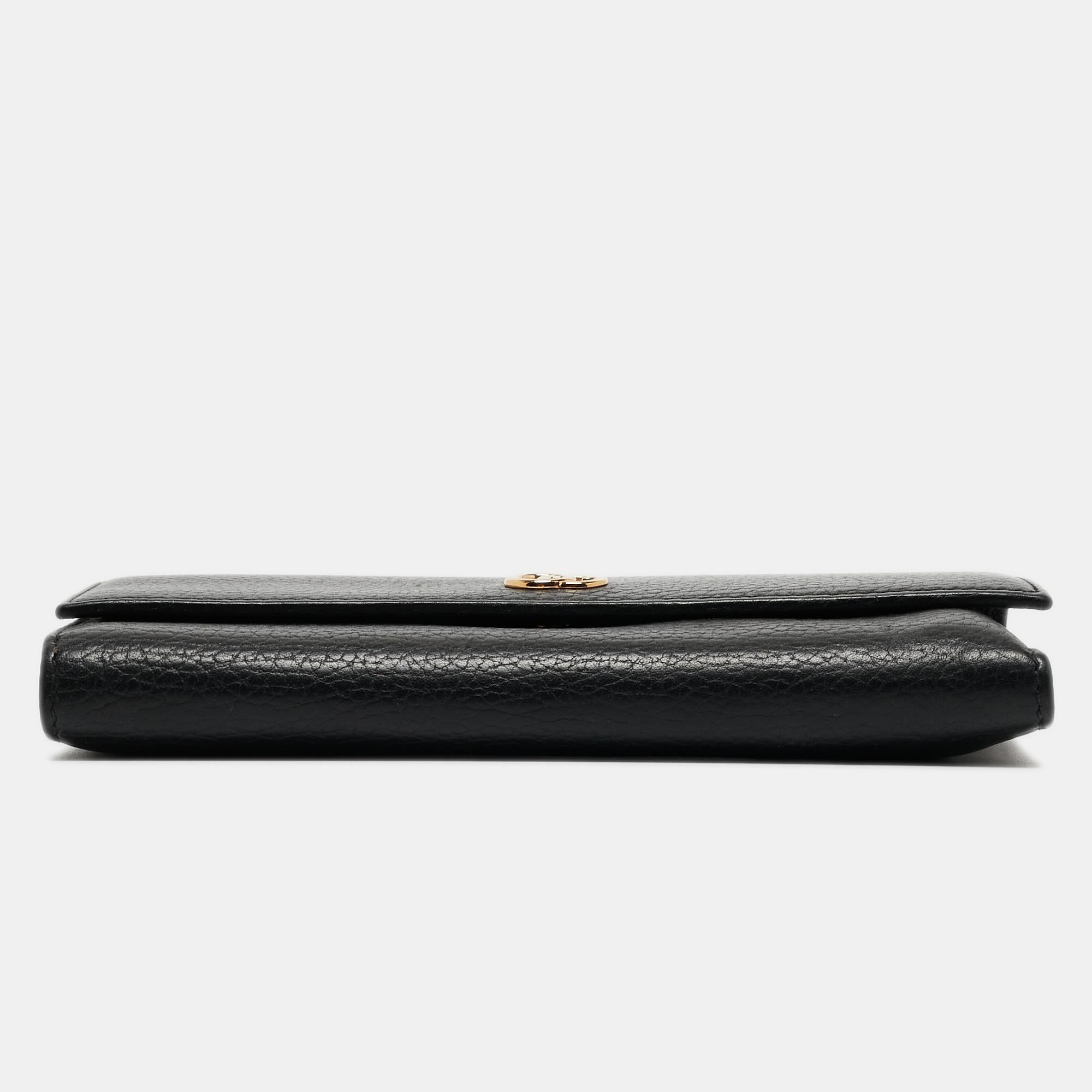 Women's Gucci Black Leather GG Marmont Continental Wallet