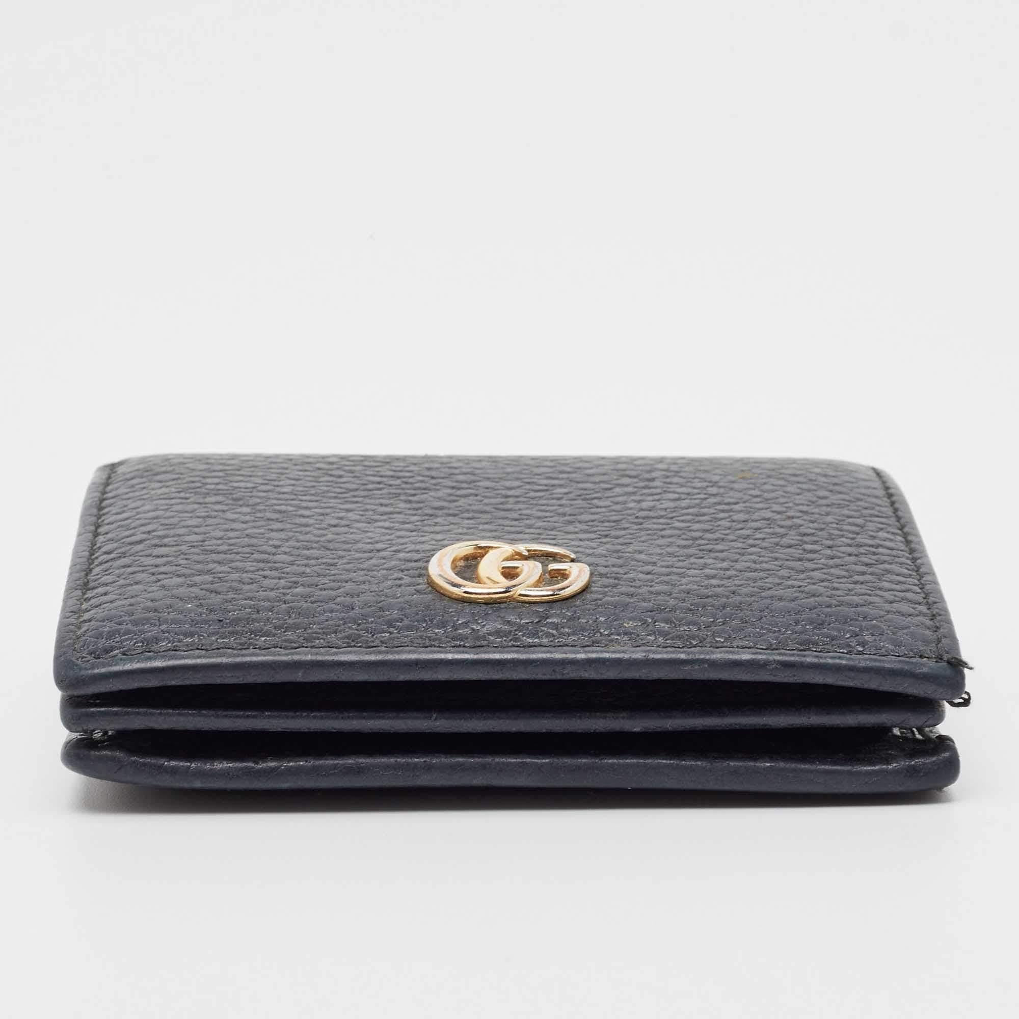 Gucci Black Leather GG Marmont Flap Card Case 3