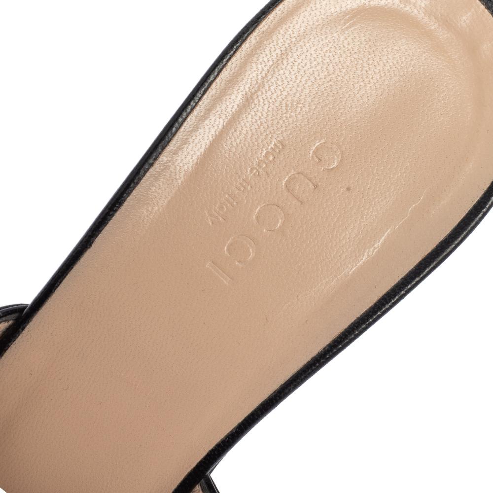 Gucci Black Leather GG Marmont Fringe Detail Open Toe Sandals Size 37 In Good Condition In Dubai, Al Qouz 2