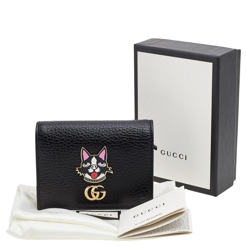 Gucci Black Leather GG Marmont Limited Edition Bosco Card Case 7