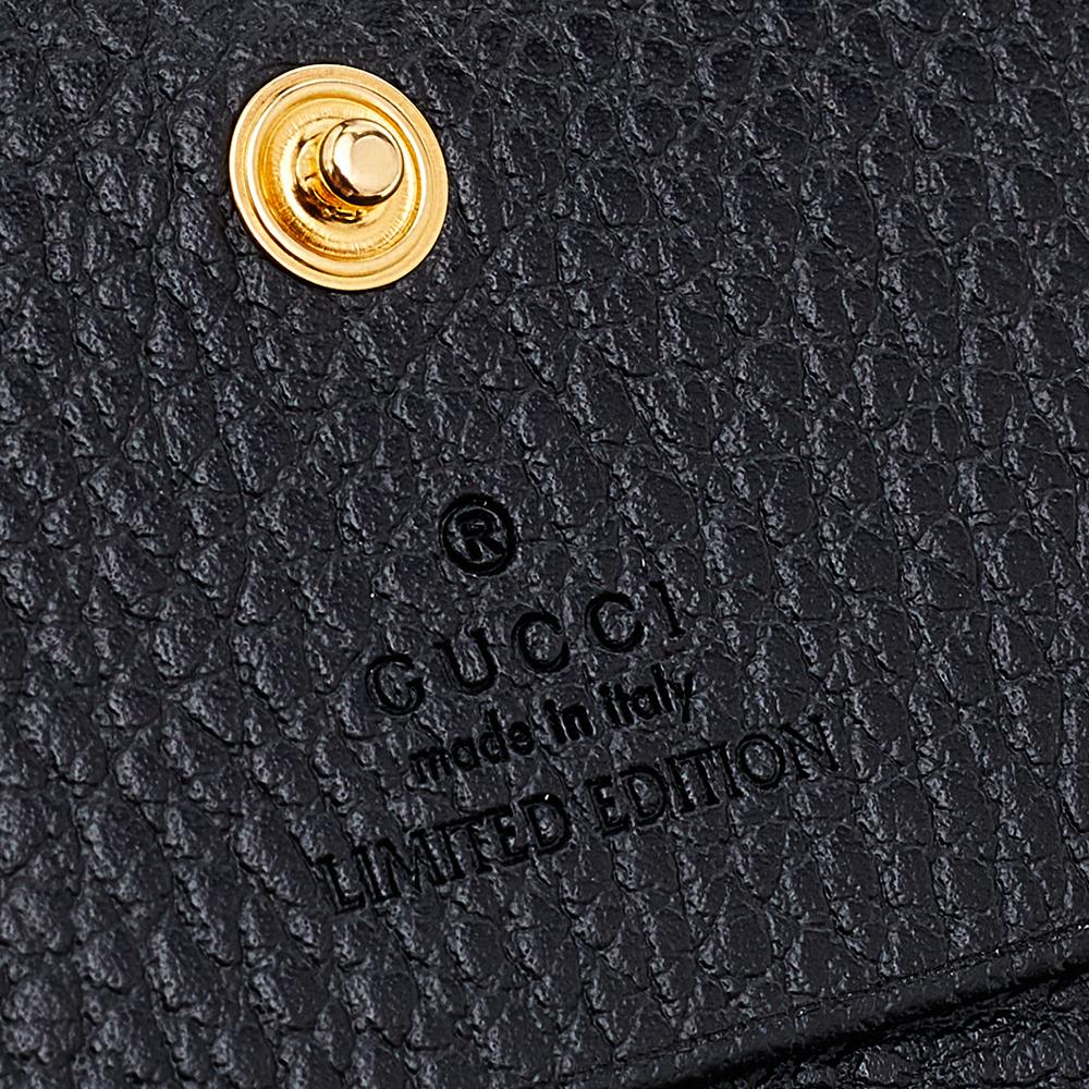 Gucci Black Leather GG Marmont Limited Edition Bosco Card Case In New Condition In Dubai, Al Qouz 2