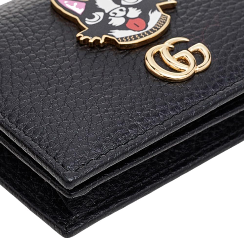 Gucci Black Leather GG Marmont Limited Edition Bosco Card Case 2
