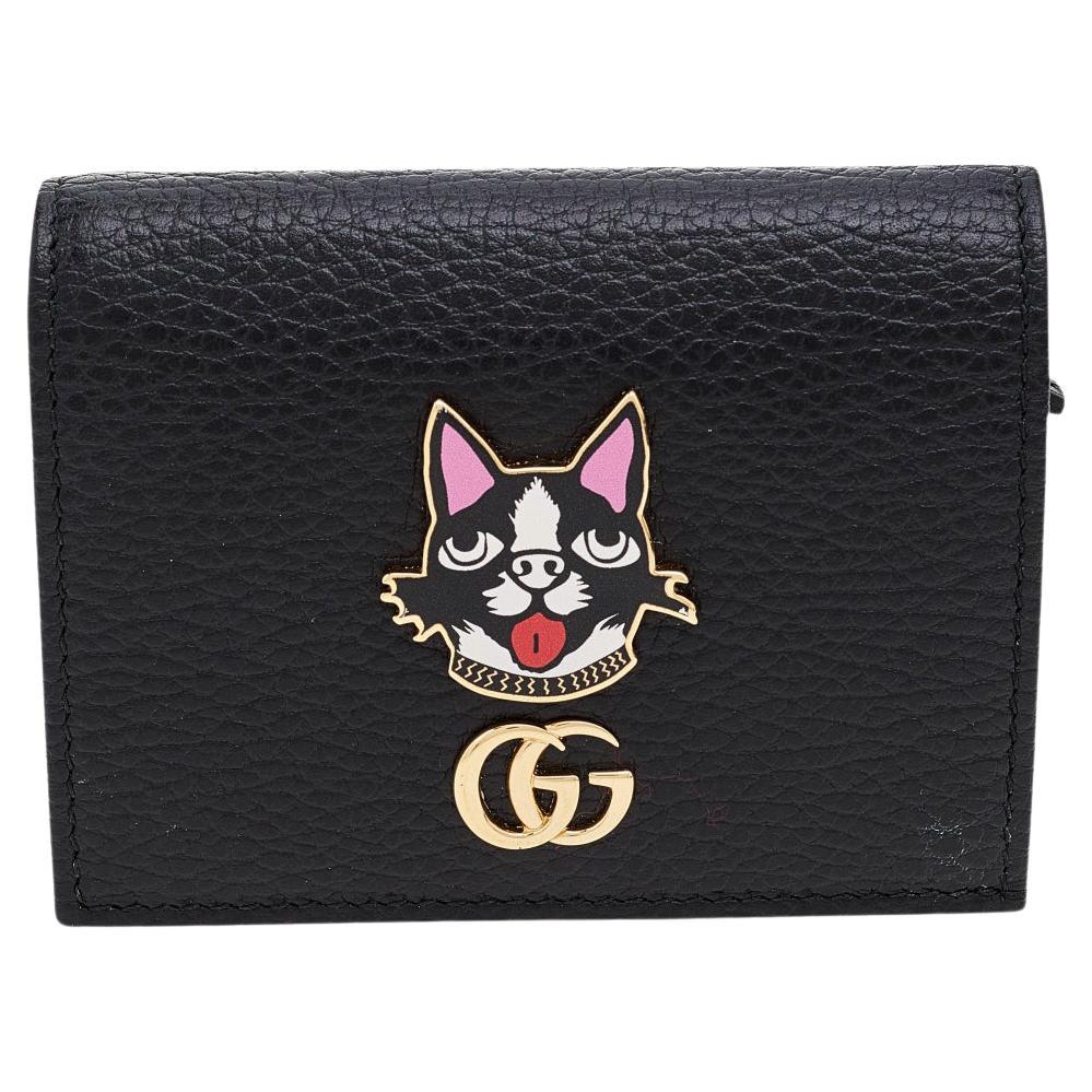 Gucci Black Leather GG Marmont Limited Edition Bosco Card Case