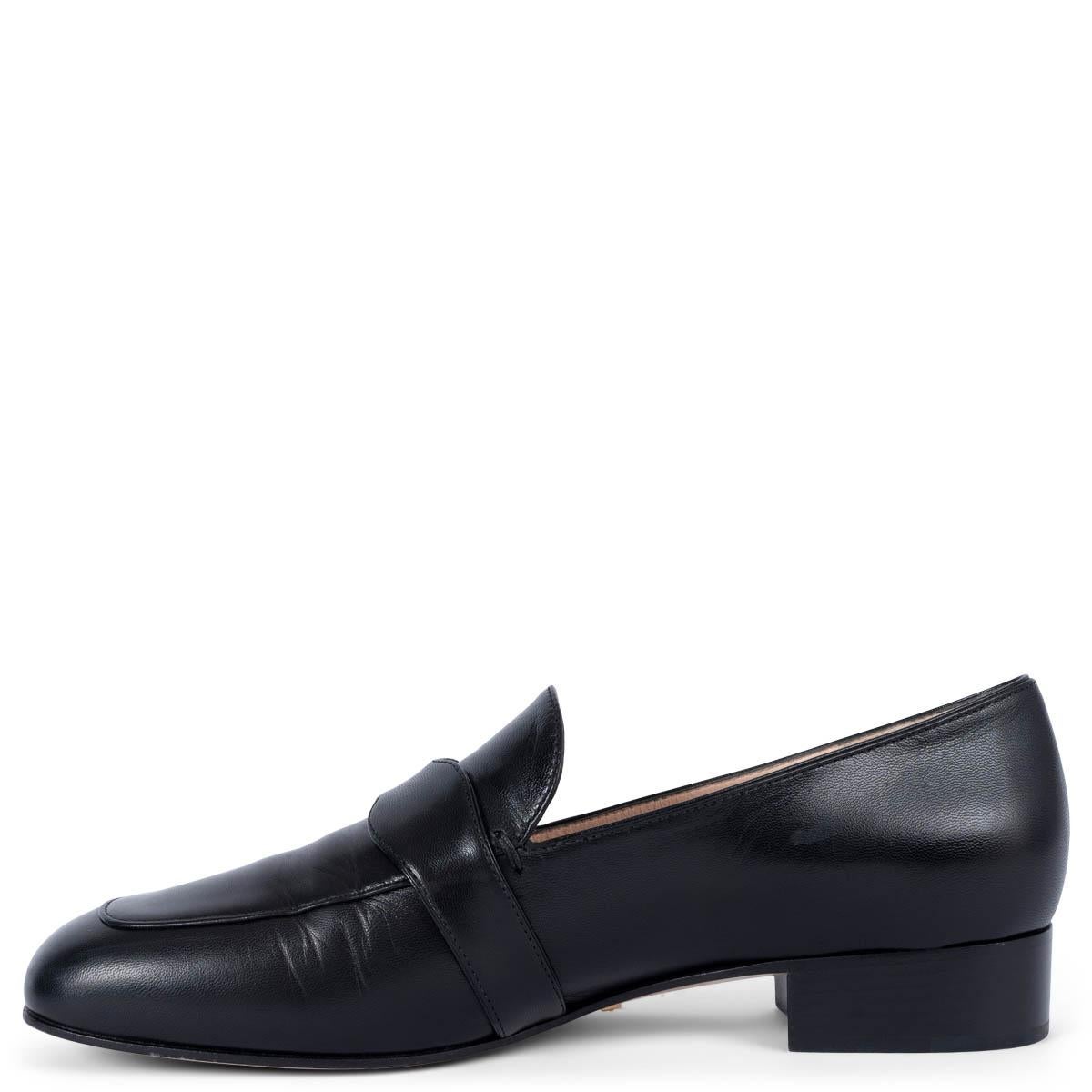 GUCCI black leather GG MARMONT Loafers Shoes 38 In Excellent Condition For Sale In Zürich, CH