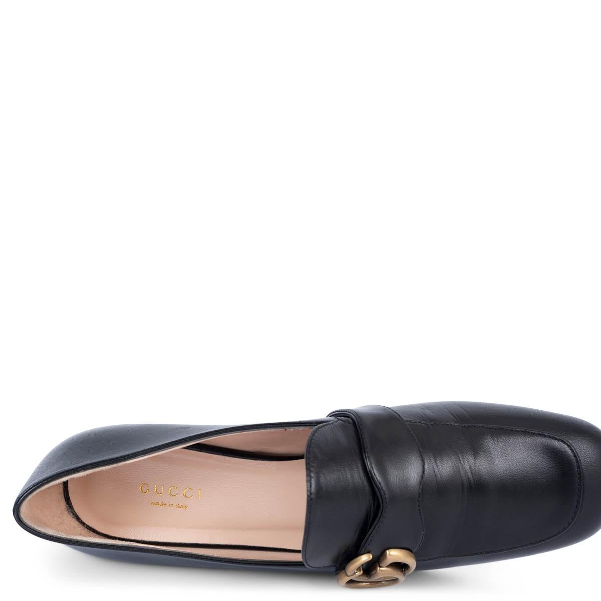 GUCCI black leather GG MARMONT Loafers Shoes 38 For Sale 3
