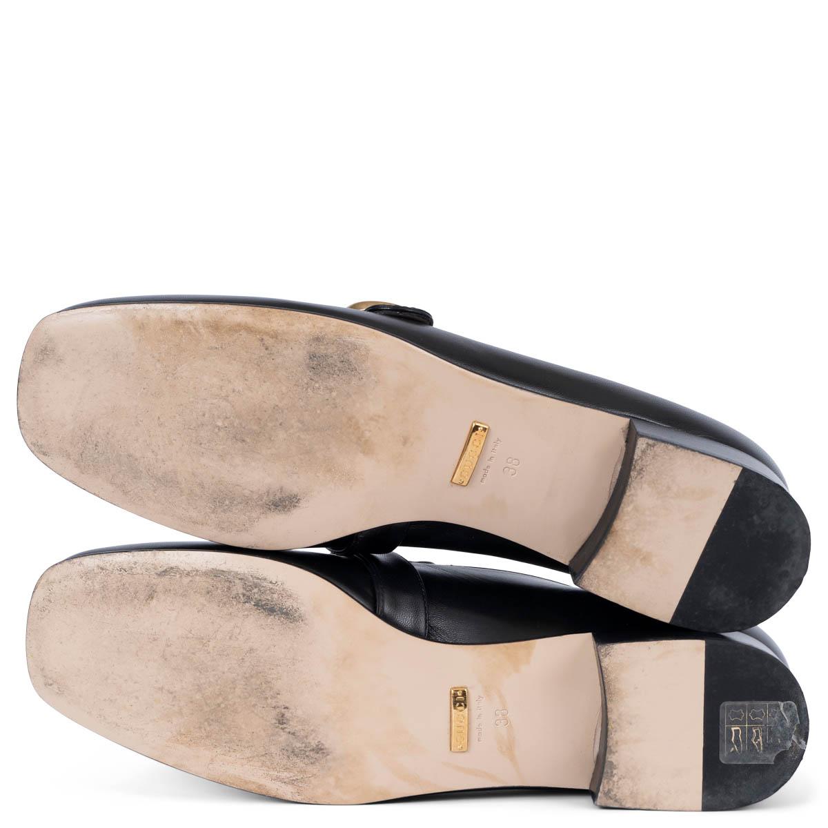 GUCCI schwarz Leder GG MARMONT Loafers Schuhe 38 im Angebot 4