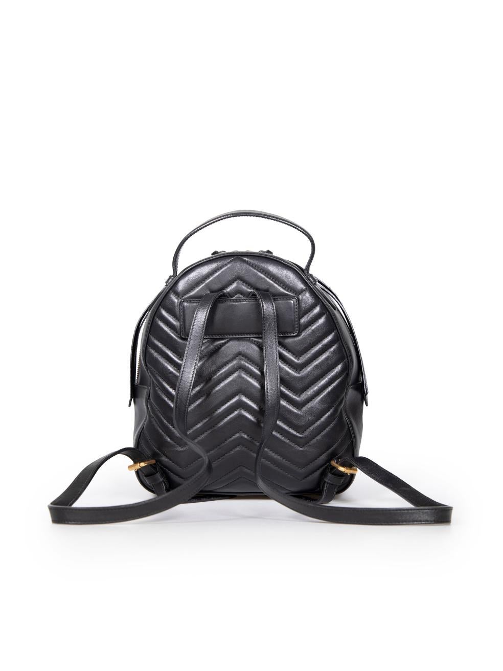 Gucci Black Leather GG Marmont Matelass Backpack In Excellent Condition For Sale In London, GB