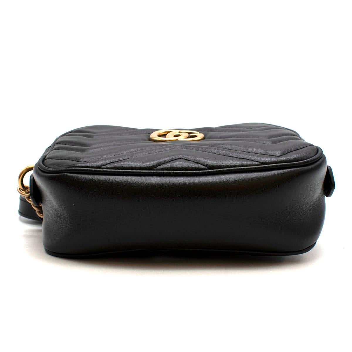 Women's Gucci Black Leather GG Marmont Matelasse Mini Crossbody Bag  For Sale