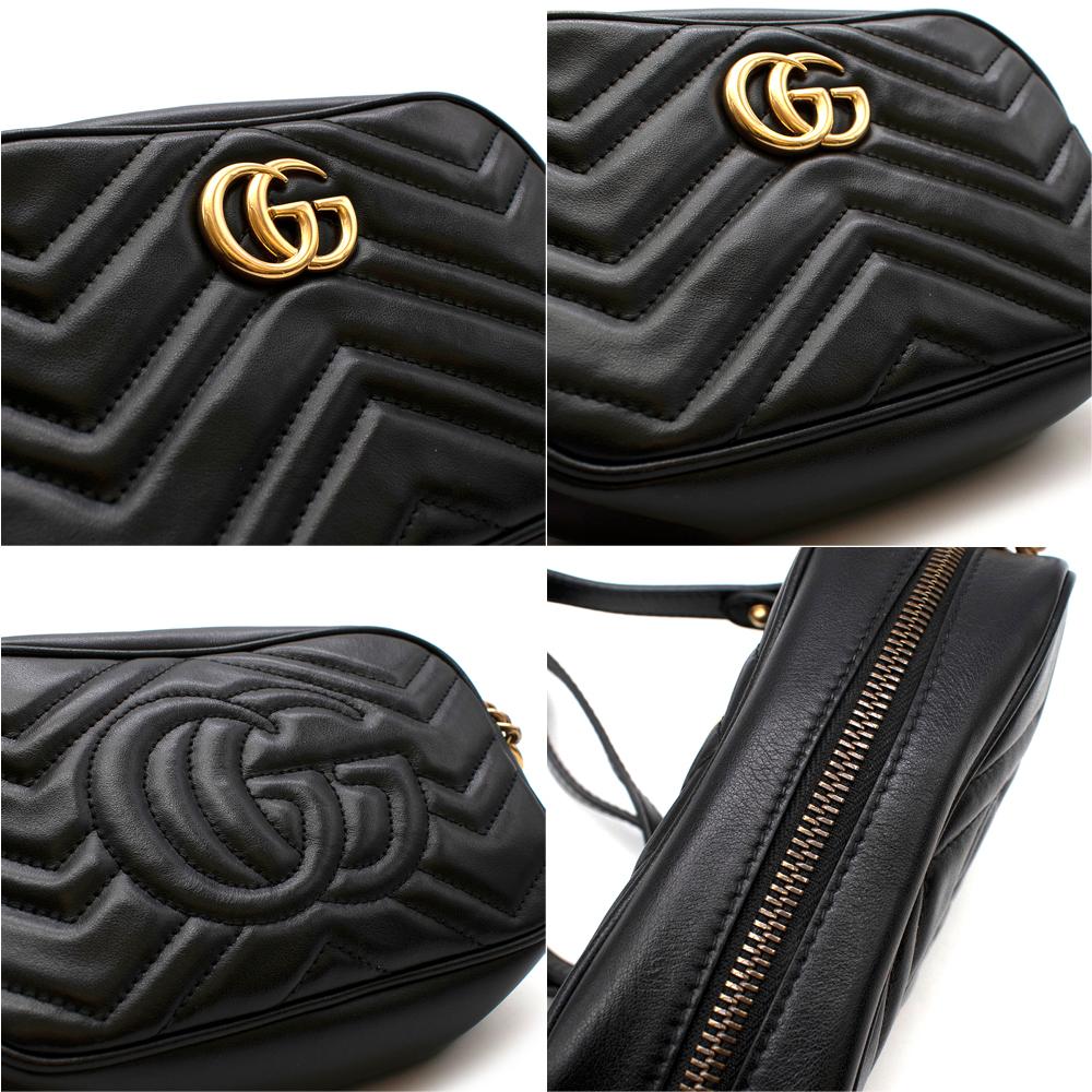 Gucci Black Leather GG Marmont Matelasse Mini Crossbody Bag  For Sale 1