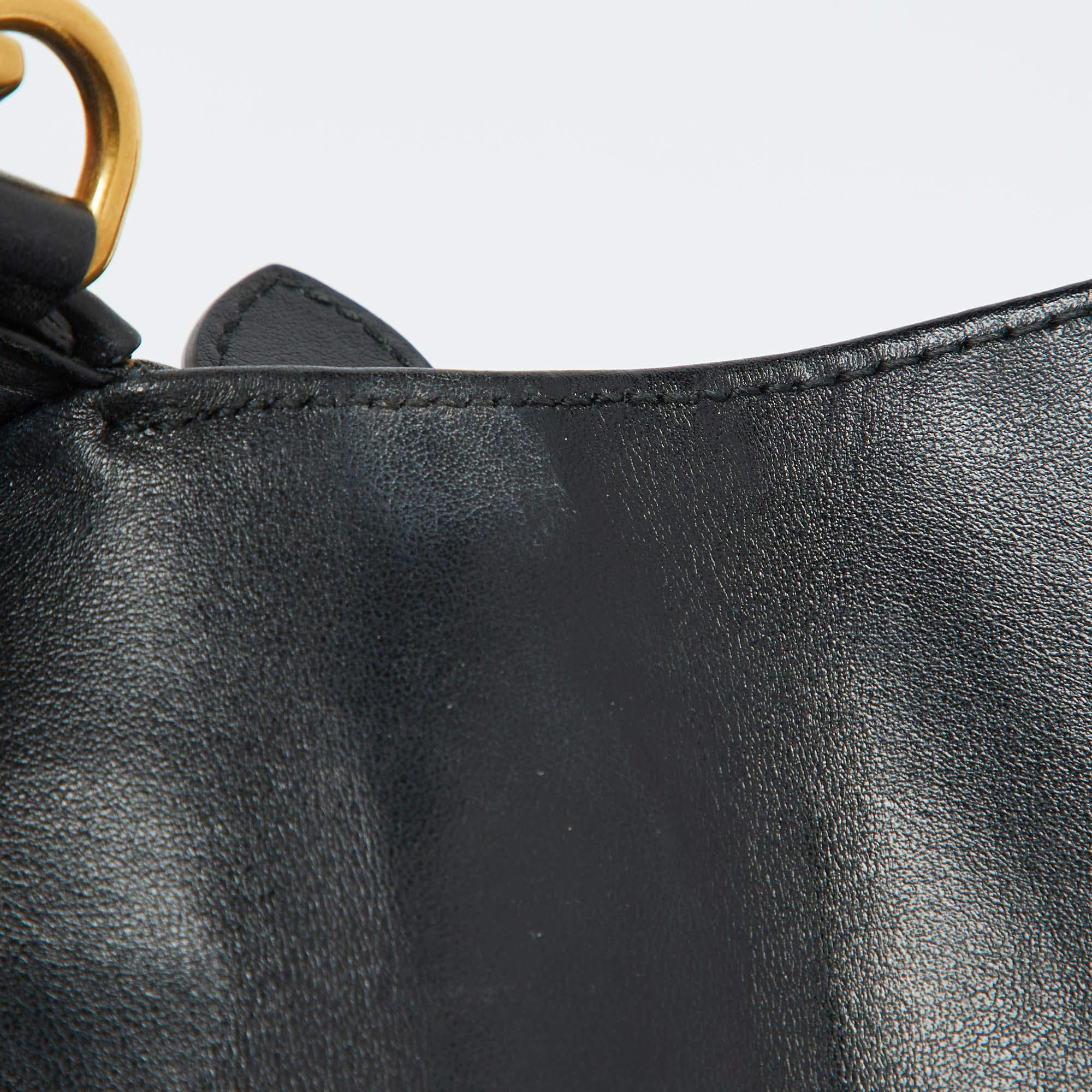 Gucci Black Leather GG Marmont Mini Top Handle Bag 2
