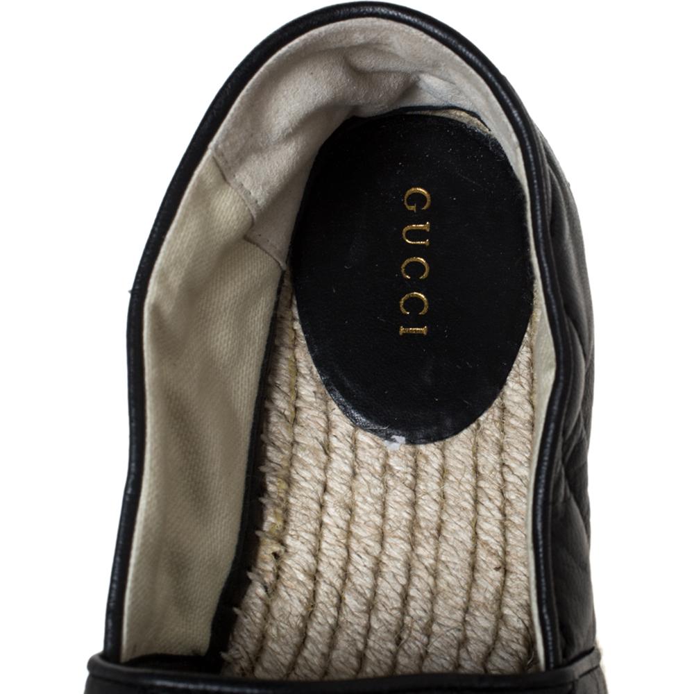 Gucci Schwarz Leder GG Marmont Plattform Espadrilles Größe 35 im Zustand ��„Gut“ in Dubai, Al Qouz 2
