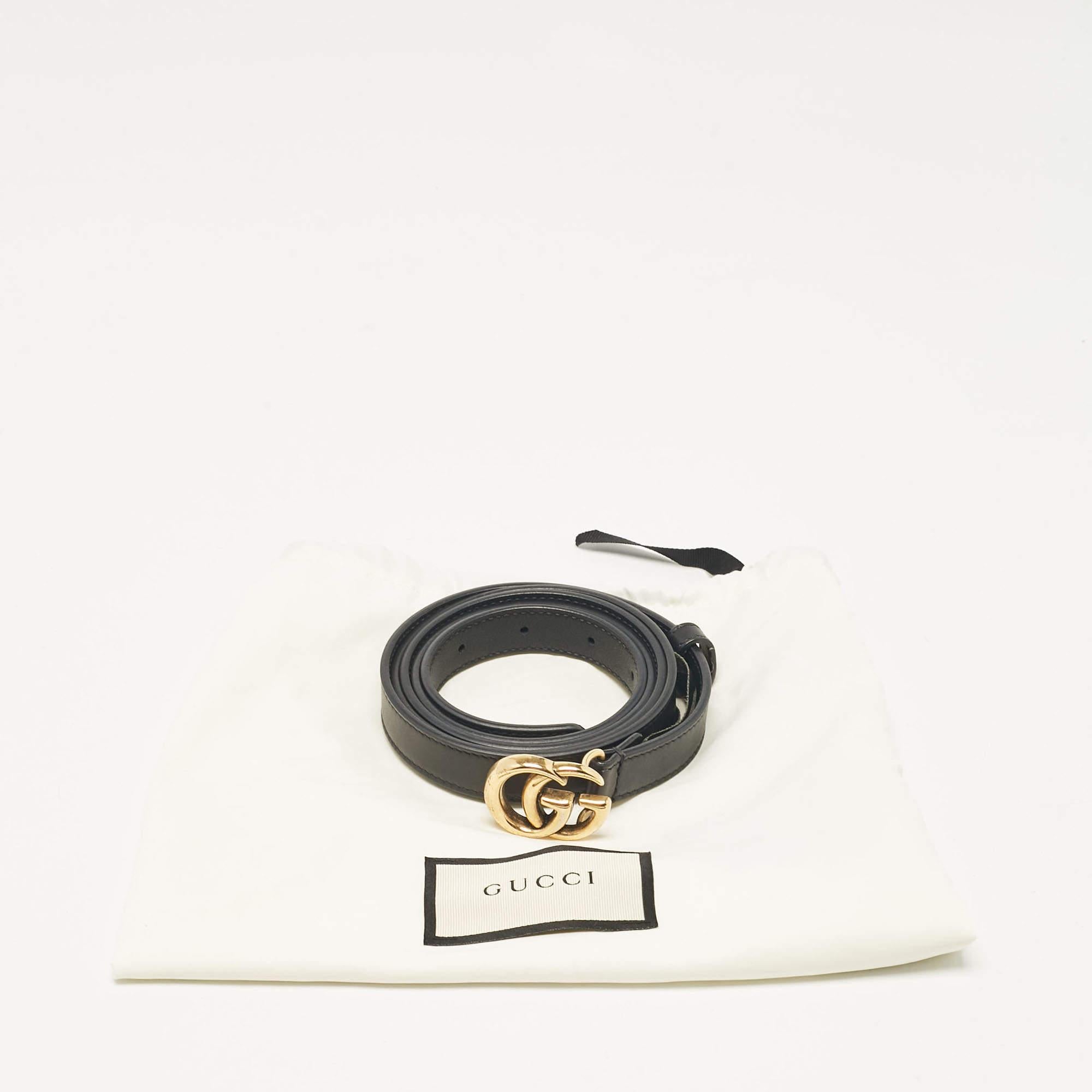 Gucci Black Leather GG Marmont Slim Belt 120 CM 3