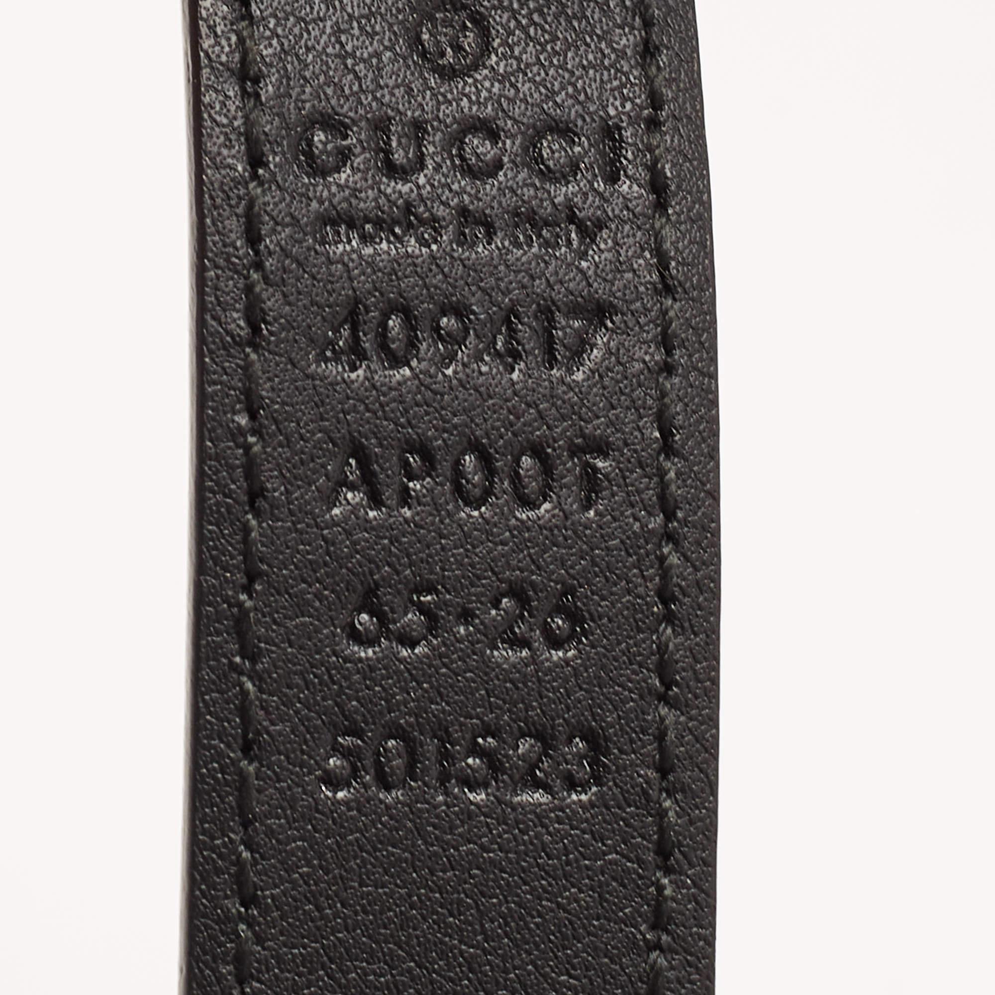 Women's Gucci Black Leather GG Marmont Slim Belt 65CM