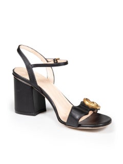 Gucci Black Leather GG Marmont Strap Sandals Size IT 35