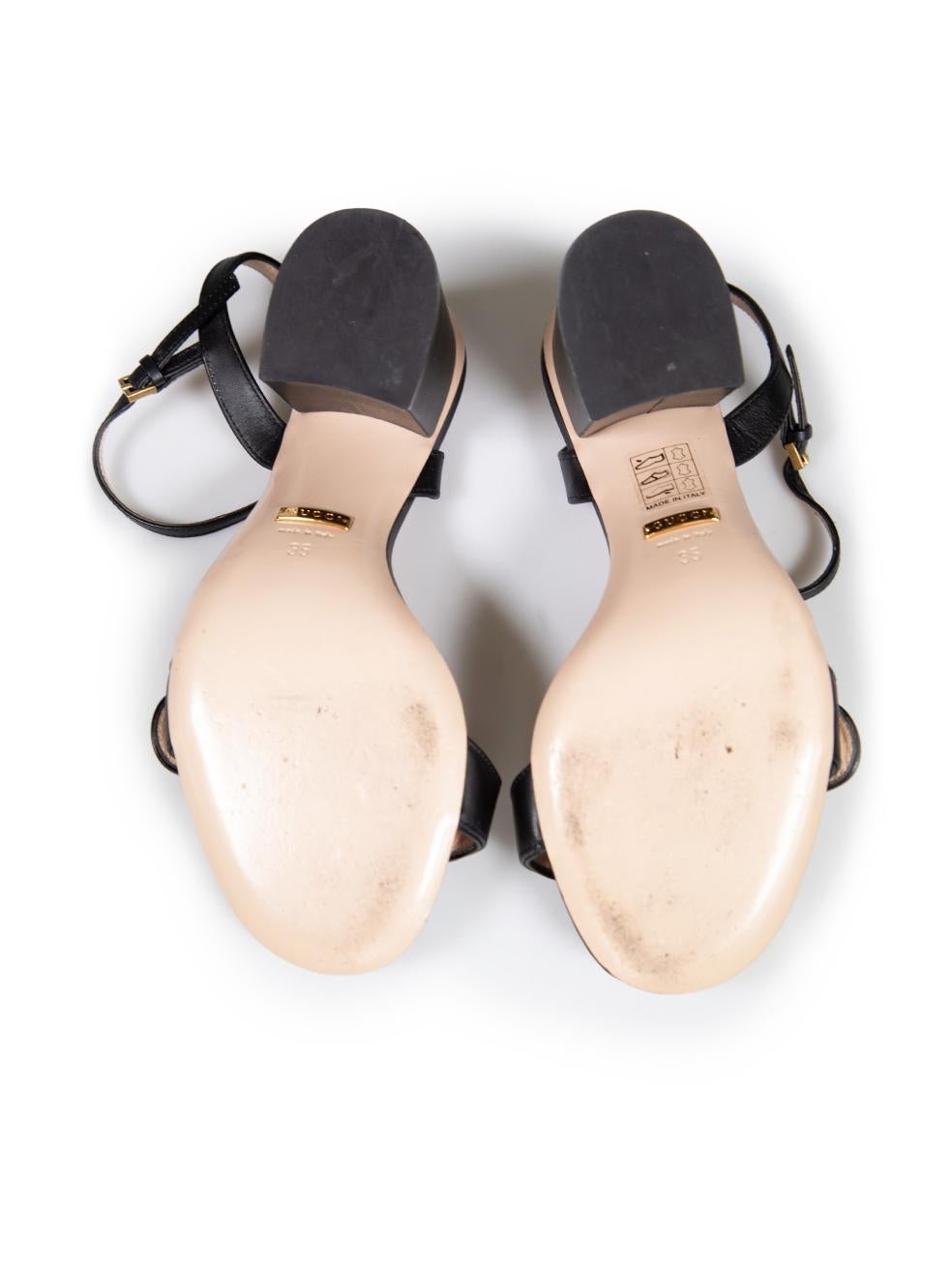 Women's Gucci Black Leather GG Marmont Strap Sandals Size IT 35