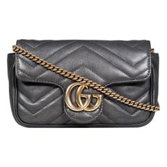 Gucci Black Leather GG Marmont Supermini Bag