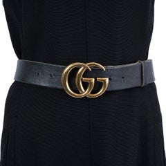 GUCCI black leather GG MARMONT Waist Belt 75