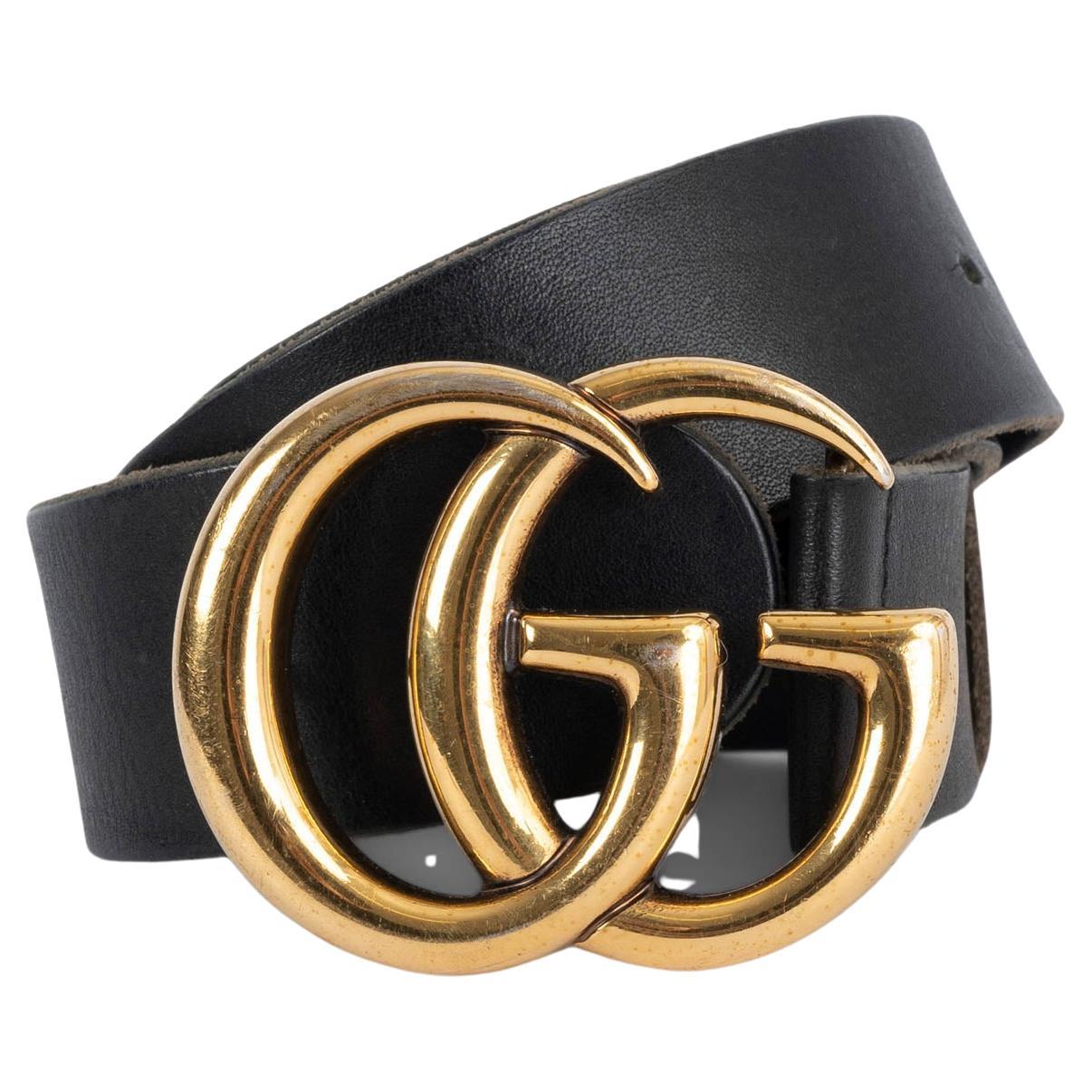 Marmont Wide Crystal Embellished Satin Belt in Black - Gucci