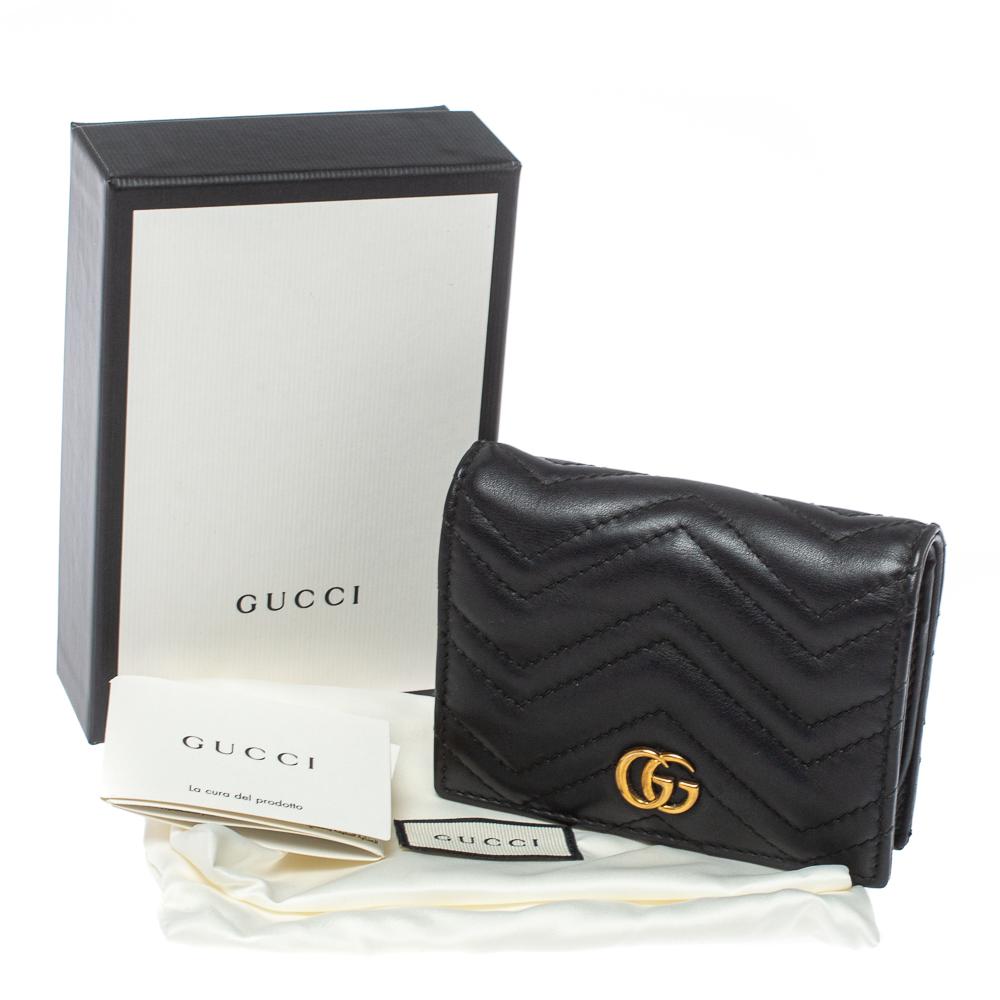 Gucci Black Leather GG Marmont Wallet 6